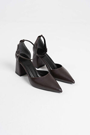 Doren Premium Acı Kahve Cilt Kadın Topuklu Ayakkabı