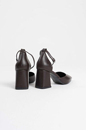 Doren Premium Acı Kahve Cilt Kadın Topuklu Ayakkabı