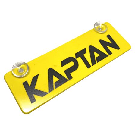 Kaptan Yazılı Sarı Dekor Plaka Vantuzlu Cam Süsü