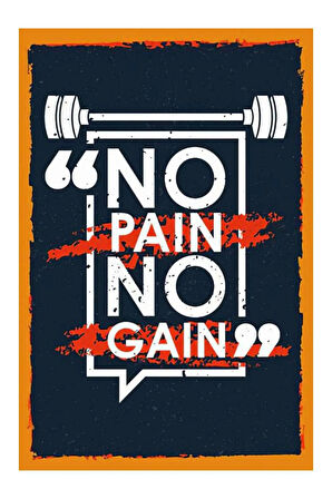 No Pain No Gain Mdf Poster, Modern Duvar Dekoru, Sanatsal Poster, Ev Ofis, Cafe Duvar Süs