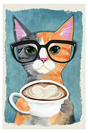 Tatlı Kedi Ahşap Mdf Poster, Modern Duvar Dekoru, Sanatsal Poster, Ev Ofis, Cafe Duvar Süs