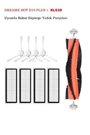 Xiaomi Uyumlu Dreame Bot D10 Plus Rls3d Robot Süpürge Yedek Parçaları Ana/yan Fırça Hepa Filtre