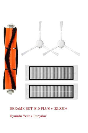 Dreame Bot D10 Plus Rls3d Robot Süpürge Yedek Parçaları Ana Fırça Yan Fırça Hepa Filtre