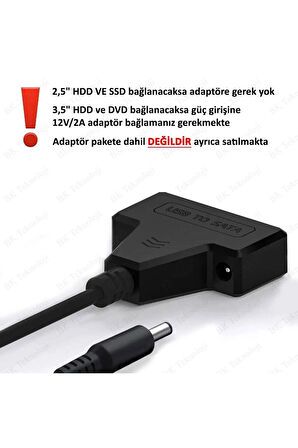 Yeni Çift Usb 2.0 Sata 22 Pin 2.5 Inç Sabit Disk Hdd Adaptörü Dönüştürücü Seri Ssd Kablosu