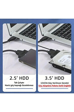 Yeni Çift Usb 2.0 Sata 22 Pin 2.5 Inç Sabit Disk Hdd Adaptörü Dönüştürücü Seri Ssd Kablosu