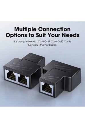 2 Portlu Splitter Çift LAN Kablosu Ethernet Ayırıcı RJ45 Dişi Adaptör Konnektör Ethernet Çoklayıcı