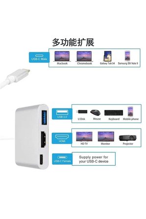 Type-C to Hdmi Usb 3.0 Type-C 3.1 (PD Şarj) Çevirici Dönüştürücü 4K Notebook/PC/Macbook için Adaptör