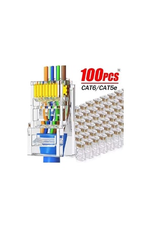 Yeni Nesil Cat5/6/7/8 Ez RJ45 8P8C Pense + 10 Adet Rj45 Birleştirici + 100 Adet Cover + 100 Adet Jak