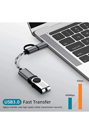Yüksek Hızlı Usb 3.0 Otg To Type C Micro Usb Data Şarj Çevirici Dönüştürücü Adaptör Hasır Kablo