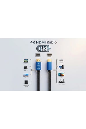 15 Metre 15mt Premium 4k120Hz Ultra HD TV'ler Bilgisayarlar ve Monitör Ekranları İçin Versiyon 2.1V 4k@6ohz 18 Gbps 2160P Görüntü Kablosu Dijital Ultra Kablo