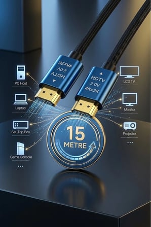 15 Metre 15mt Premium 4k120Hz Ultra HD TV'ler Bilgisayarlar ve Monitör Ekranları İçin Versiyon 2.1V 4k@6ohz 18 Gbps 2160P Görüntü Kablosu Dijital Ultra Kablo