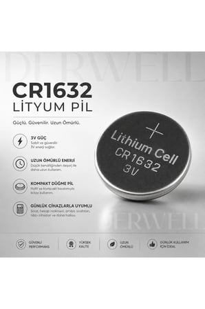 1 Adet CR1632 3V Lityum Düğme Pil - Saat, Anahtar Kumandası ve Hesap Makinesi İçin Uzun Ömürlü Güvenilir Enerji Hücresi