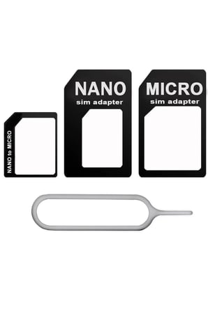 2'li Sim Kart Dönüştürücü Adaptör Seti - Nano to Micro Telefon Sim Kart Aparatı ve Kart Çıkarma İğnesi - Tüm Telefon ve Tablet Modelleriyle %100 Uyumlu Güvenli ve Dayanıklı Kolay Tak Çıkar Set