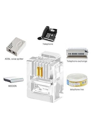 30 Adet Rj11 2pin Jak 6p2c 2 Pinli Plug Altın Kaplama 2 Çekirdek Telefon Kablosu Için Konnektör
