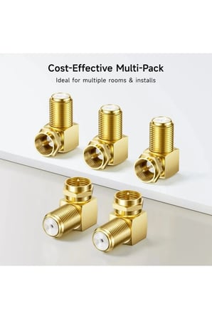5 Adet Gold L Tipi Konnektör Fiş Çevirmeli 90 Derece Adaptör Uydu Anten Cihaz Girişi Metal Vidalı Konnektör Koaksiyel Tv Uydu Kablosu