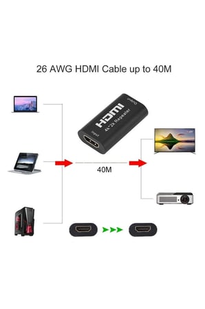 HDMI Repeater Ara Uzatıcı 60HZ 4K Sinyal Yükseltici 40 Metre Kablo Hdmi Dişi-Dişi Uzatıcı Konnektör