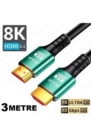 3 Metre 3mt 8K @144HZ Ultra Yüksek Hızlı 8k Hdmi 2.1 Kablo, 4k 144Hz Hdmi Kablosu 3m Hdtv Kablosu Yüksek Çözünürlük Hdmı Kablosu