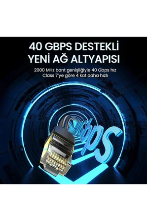 1 Metre 1mt CAT 8 Ethernet Kablosu 1,5FT Yüksek Hızlı 40 Gbps 2000 MHz 26AWG İnternet Ağ LAN Kablosu Altın Kaplama RJ45 Konnektörlü Yönlendirici Modem PC Dizüstü Bilgisayar Oyun için