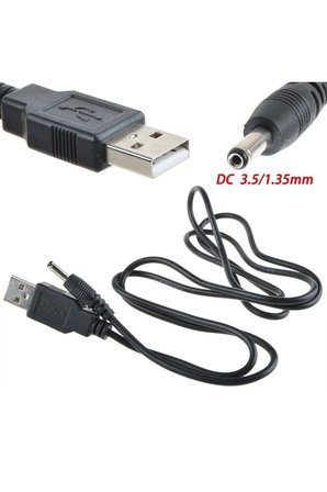 1 Metre 1mt USB Erkek to 3.5mm x 1.35mm Erkek DC Güç Adaptör Kablosu USB Radyo Diş Fırçası Fan Masa Lambası Şarj Kablosu Siyah