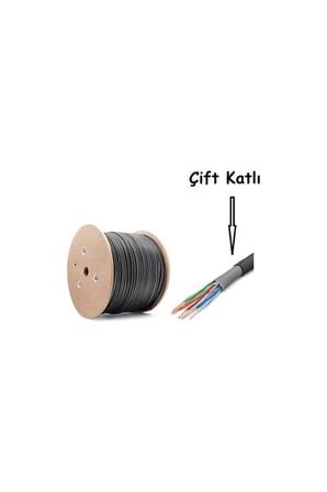 30 Metre Dış-İç Ortam Mekan Bakır Tel Cat6 Internet Kablosu Yüksek Hız 23 Awg 2 Katlı Ethernet Kablo