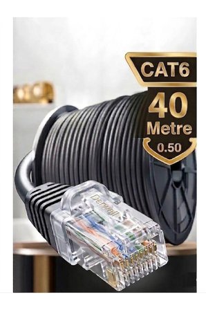 40 Metre Dış-İç Ortam Mekan Bakır Tel Cat6 Internet Kablosu Yüksek Hız 23 Awg 2 Katlı Ethernet Kablo