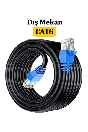 40 Metre Dış-İç Ortam Mekan Bakır Tel Cat6 Internet Kablosu Yüksek Hız 23 Awg 2 Katlı Ethernet Kablo