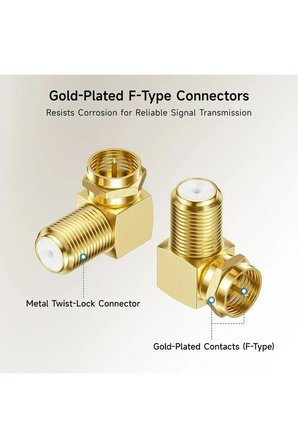 2 Adet Gold L Tipi Konnektör Fiş Çevirmeli 90 Derece Adaptör Uydu Anten Cihaz Girişi Metal Vidalı Konnektör Koaksiyel Tv Uydu Kablosu