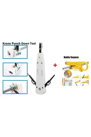 Krone Bıçağı Krone Reglet Pensesi Kep Kep Rj45 Tel Kablo Punch Crimper + Kablo Soyucu Soyma Aparatı
