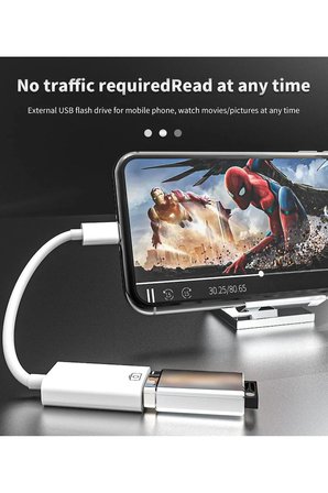 Iphone Ipad Uyumlu Lightning To Usb 3.0 (Yüksek Hızlı) Veri Aktarımı Otg Çevirici Dönüştürücü Kablo Beyaz