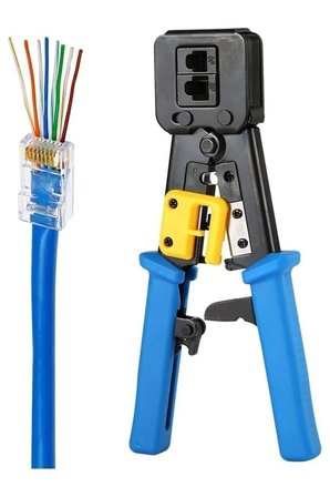 Yeni Nesil RJ45 Sıkma Pensesi + Krone Bıçağı + 100 Adet Yeni Nesil Delikli Jak 100 Adet Cover Kılıf