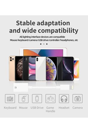 Lightning USB Adaptör OTG 3.0 Kablosu iPhone Series için Cep Telefonu Klavye Flaş Bellek Bağlantısı Adaptörü Bağlantıları için Otg Kablo