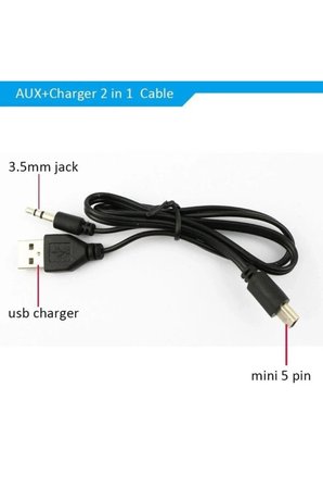 Mini USB Şarj ve 3.5mm Aux Ses Birleştirici Kablo Mp3 Mp4 Radyo Hoparlör Usb To 5 Pin Mini Usb