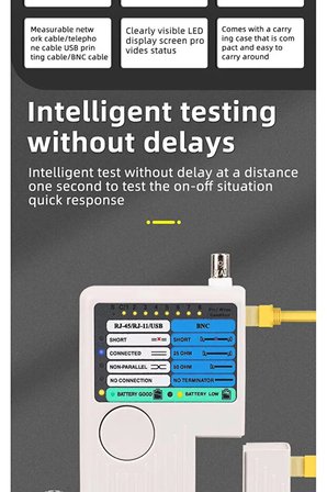 (RJ45+USB+RJ11+BNC) Çantalı Telefon Koaksiyel USB 4'ü 1 Arada Uzaktan Kablo Test Cihazı Hızlı Tepki Ayrılabilir Modül Ağ Telefon BNC USB RJ11 RJ45 Koaksiyel Kablo Ölçer