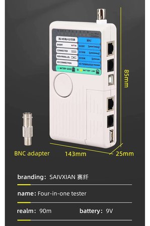 (RJ45+USB+RJ11+BNC) Çantalı Telefon Koaksiyel USB 4'ü 1 Arada Uzaktan Kablo Test Cihazı Hızlı Tepki Ayrılabilir Modül Ağ Telefon BNC USB RJ11 RJ45 Koaksiyel Kablo Ölçer