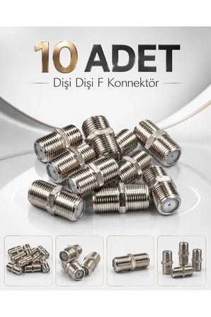 10 Adet F Konnektör Seti - Hızlı Quick, 90 Derece L Tipi, Dişi Dişi F Ara Bağlantı Uydu Anten TV Kablo Koaksiyel Konnektör Adaptör Seti Dayanıklı Metal Gövde Profesyonel Kullanım TV Uydu Bağlantı
