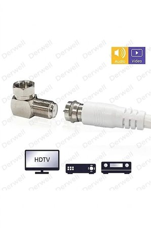 90 Derece L Tipi Anten Kablosu Dönüştürücü Adaptör F Konnektör Dirsek Soket Dik Açı Uydu Alıcısı TV Televizyon Kablo Bağlantı Aparatı Metal Sağlam Dişi Erkek Geçmeli Sıkıştırmalı Konnektör Başlığı