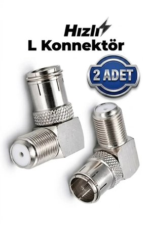 2in1 F Konnektör Seti - 2 Adet Hızlı L Dirsek Konnektör ve 2 Adet Standart F Konnektör Uydu Bağlantı Seti 4'lü Uydu Anten Kablo Bağlantı Seti