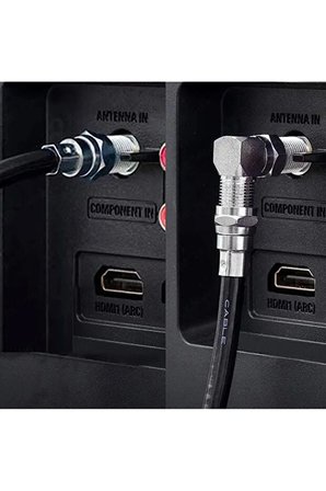 F Konnektör 90 Derece L Anten Kablosu Uzatma Dönüştürücü Adaptör Dirsek Soket TV Uydu Alıcısı Priz Arkası Dar Alan İçin Dik Açılı Altın Gümüş Kaplama Paslanmaz Metal Vidalı Dişi Erkek Başlık