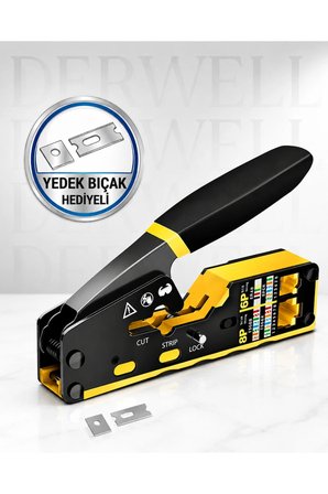Yeni 2026 Yeni Nesil Profesyonel RJ45 RJ11 RJ12 Kablo Sıkma Pensesi Cat5 Cat6 Cat7 Ağ Kablosu Soyma Kesme Çakma Aleti Yedek Bıçak Hediyeli Ethernet Tamir Aparatı