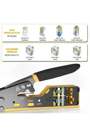 Yeni 2026 Yeni Nesil Profesyonel RJ45 RJ11 RJ12 Kablo Sıkma Pensesi Cat5 Cat6 Cat7 Ağ Kablosu Soyma Kesme Çakma Aleti Yedek Bıçak Hediyeli Ethernet Tamir Aparatı