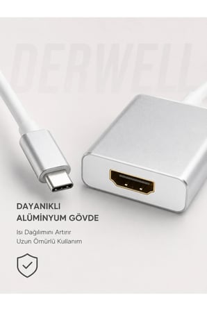 Type-C to HDMI Dönüştürücü Adaptör Kablosu | Telefon Tablet Bilgisayar Uyumlu Görüntü Aktarıcı | Kolay Bağlantı ve Yüksek Sağlayan Taşınabilir Şık Alüminyum Gövde 4K Ultra HD Çevirici