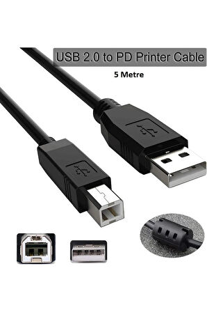 Yazıcı Kablosu Ara Printer Usb Bağlantı Bağlama Kablo Network Lazer Hp Canon Brother Kablosu 5 Metre