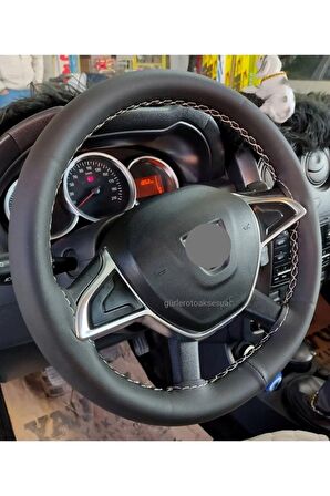 Dacia Duster Uyumlu Direksiyon Kılıfı Dikmeli Soft Gri Ipli Genişlik 38×11cm