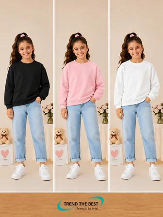 Kışlık Kız, Erkek, Yetişkin Unisex Siyah, Pembe, Beyaz 3'lü Sweatshirt Takımlar