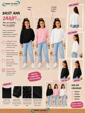 Kışlık Kız, Erkek, Yetişkin Unisex Siyah, Pembe, Beyaz 3'lü Sweatshirt Takımlar