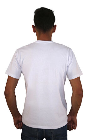 Erkek %100 Pamuklu Bisiklet Yaka T-shirt