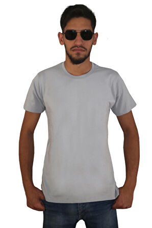 Erkek %100 Pamuklu Bisiklet Yaka T-shirt