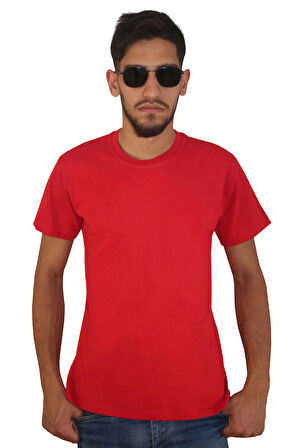 Erkek %100 Pamuklu Bisiklet Yaka T-shirt