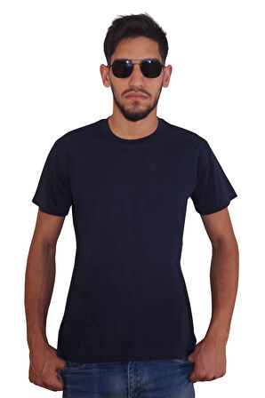 Erkek %100 Pamuklu Bisiklet Yaka T-shirt