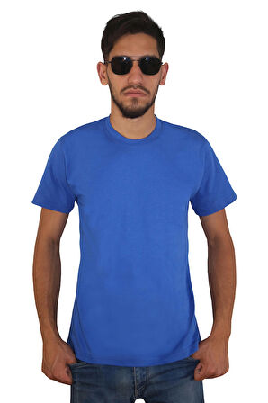 Erkek %100 Pamuklu Bisiklet Yaka T-shirt